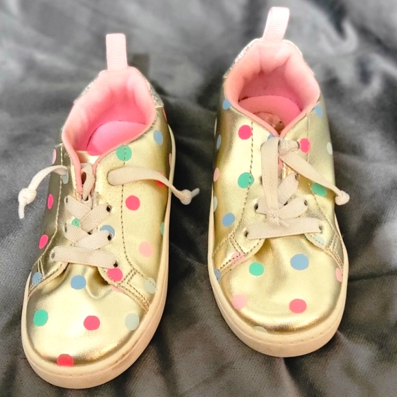 Used Metallic Gold shoe w/ polka dots - Picture 1 of 6